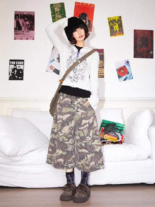 Retro-style distressed camouflage pants【s0000011545】 Geometric