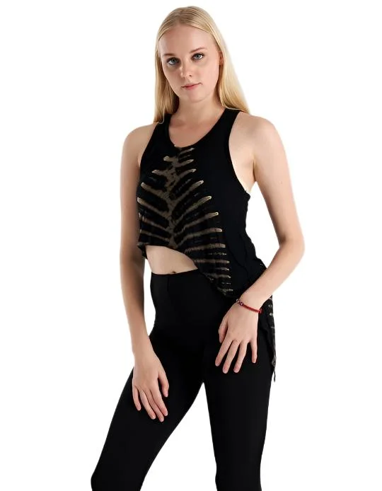 Kathmandu Tie Dye Slanted Crop Top TH1486 Preppy Women's College