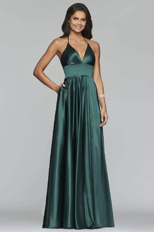 Faviana - Plunging V-Neck Empire Waist A-line Dress S10255 Compression