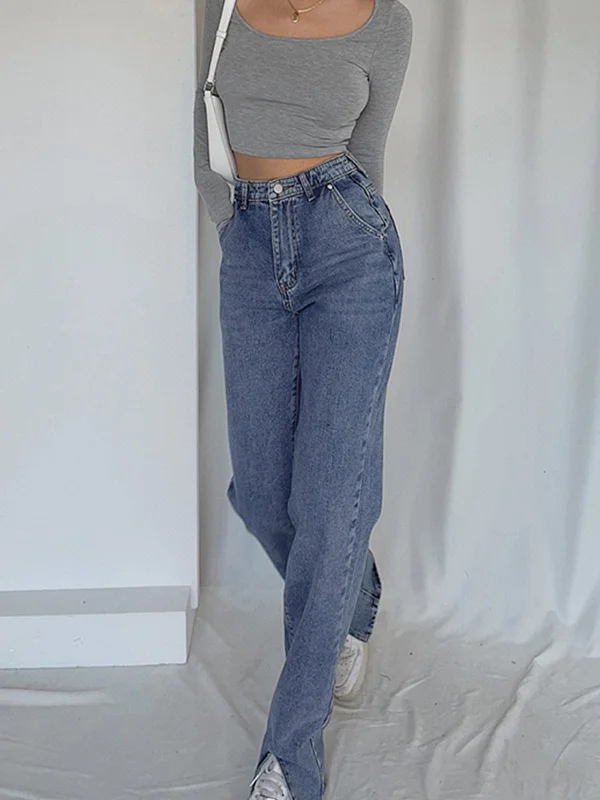 BerryBetty - Classic Straight Leg Jeans Cozy Women's Sherpa - lined