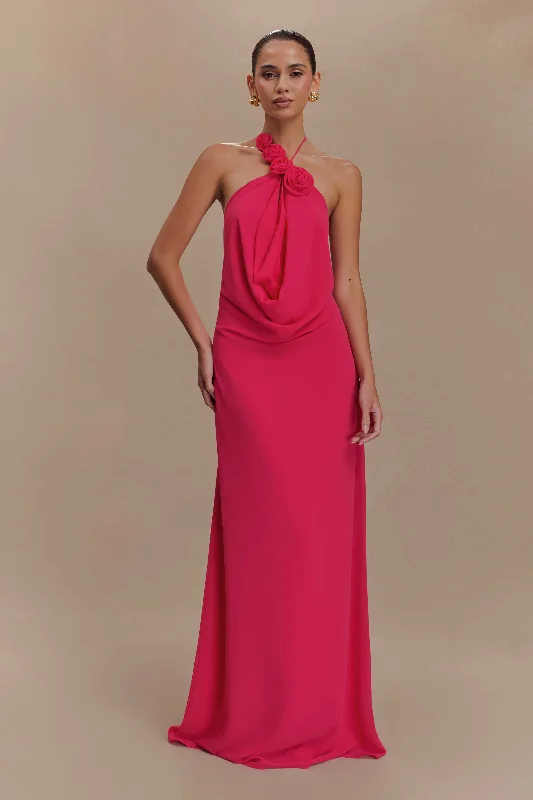 Rosalia Cowl Neck Maxi Dress - Raspberry Modern Women's 