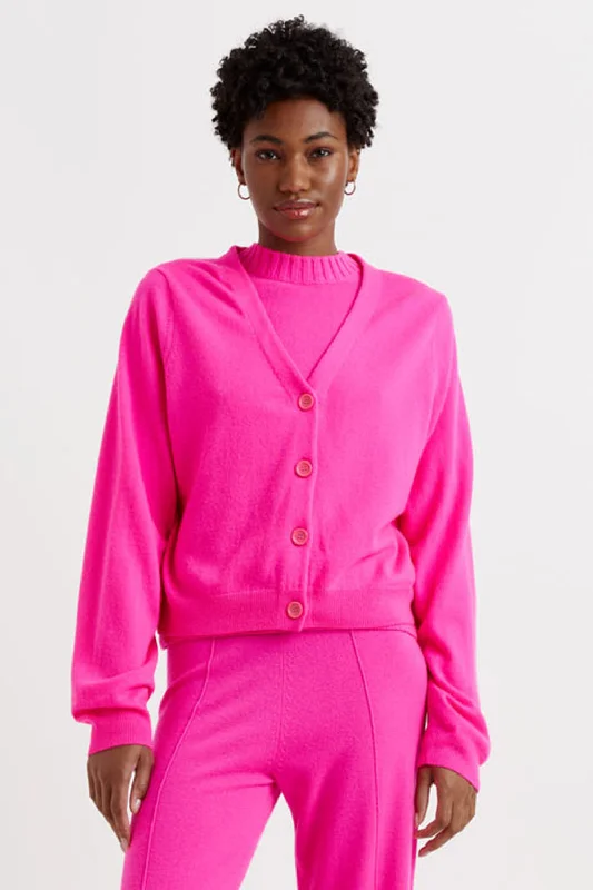 Fuchsia Wool-Cashmere Cropped Cardigan Adventure
