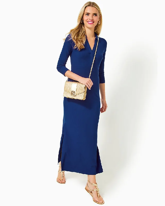 Ollie Three Quarter Sleeve Maxi Polo Dress Elegant Women's Formal 