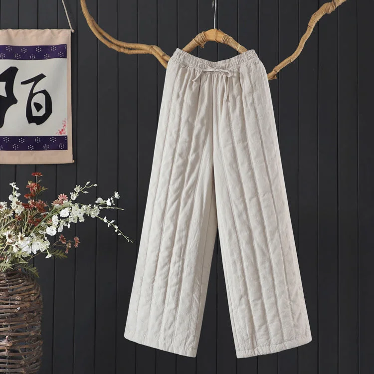 Babakud Women Winter Vintage Zen Quilted Cotton-Linen Wide-Leg Pants Confident Women's High - fashion