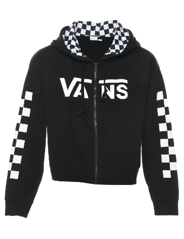 Vans White & Black Graphic Design Cropped Hoodie - M Street