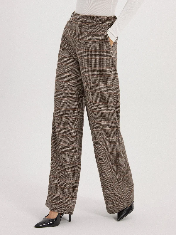 BerryBetty - Glen Plaid Wide Leg Pants Country