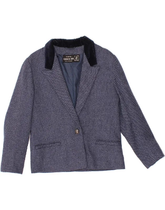 CERRUTI Womens 1 Button Blazer Jacket UK 12 Medium Blue Scandinavian