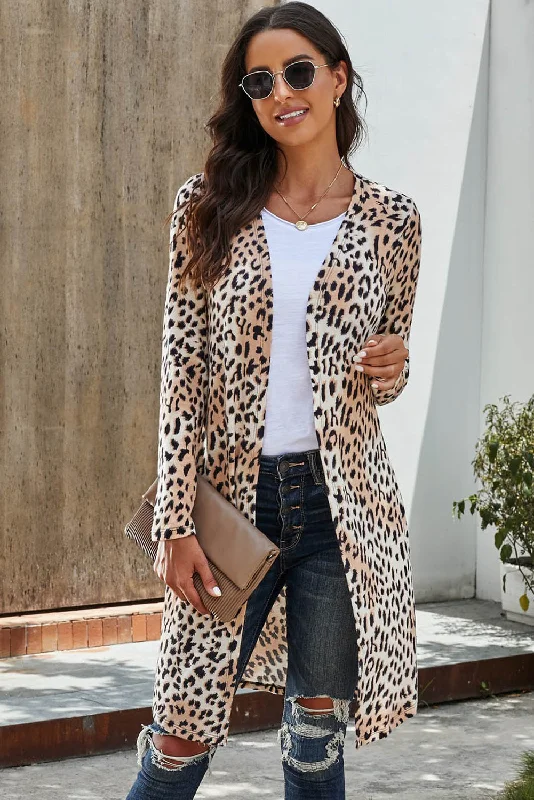Printed Open Front Longline Cardigan Dapper Women's 1920S
