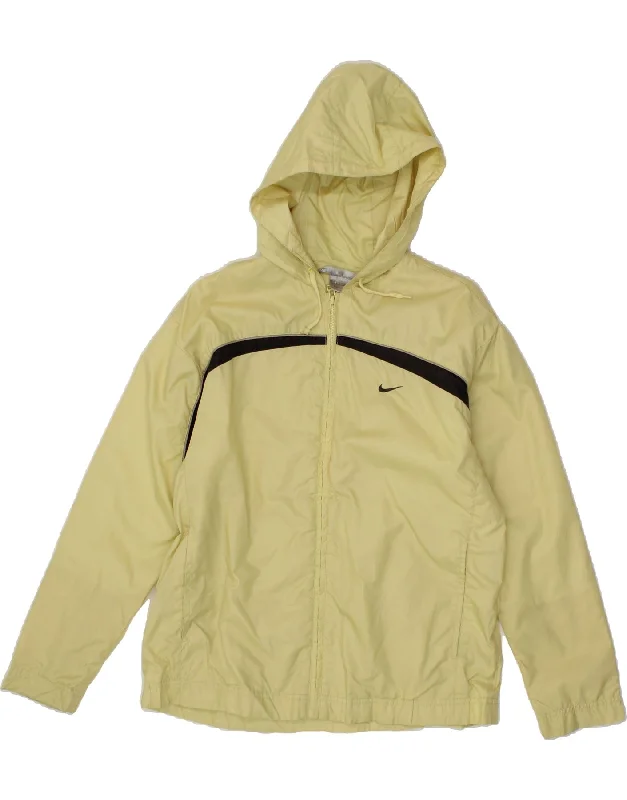NIKE Womens Hooded Rain Jacket US 4/6 Small Yellow Polyester Laid - back Women's Style