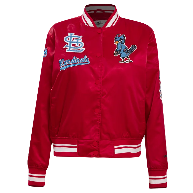 MLB ST. LOUIS CARDINALS RETRO CLASSIC WOMEN'S RIB SATIN JACKET (RED) Refined Women's 