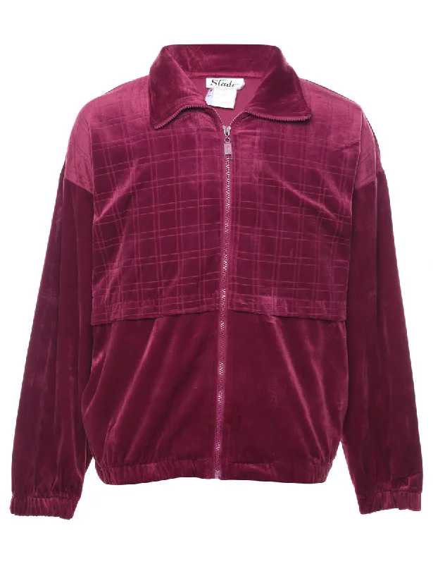 Plum Velour Y2K Track Top - M Cool Women's Skate