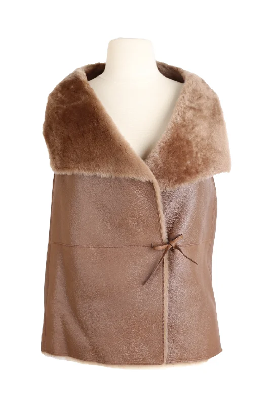 Leather Shearling Vest Dynamic Women's Moto