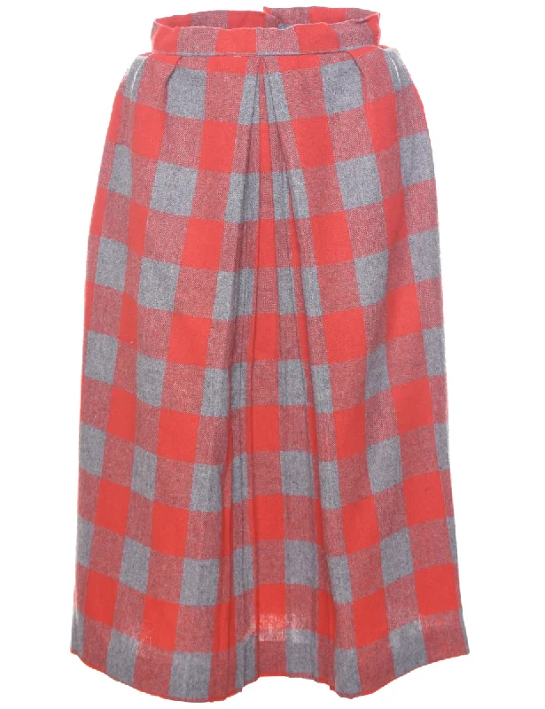 Checked Pencil Skirt - S Feminine Women's Style 