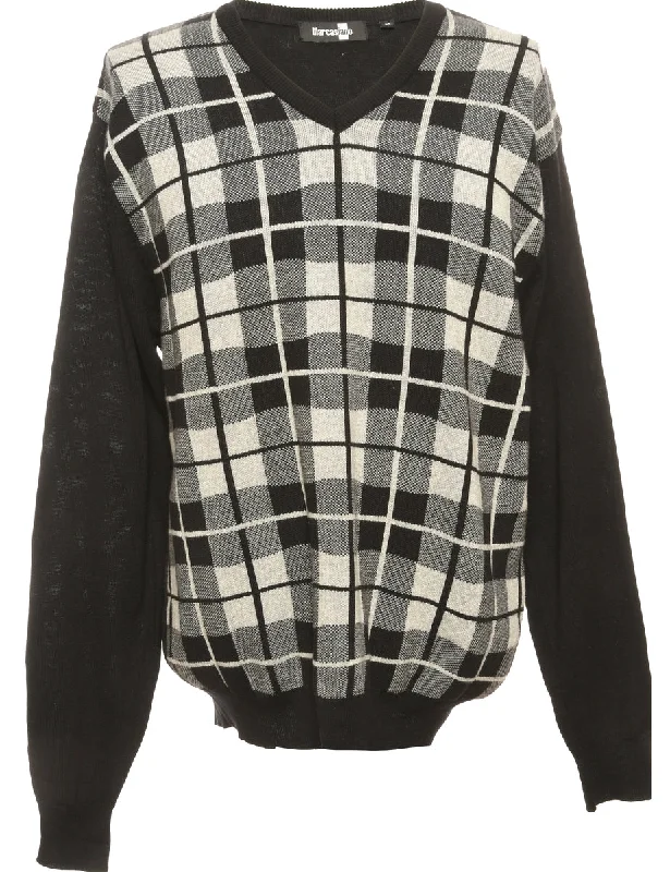Checked Black Jumper - M Practical Women's Multi - 