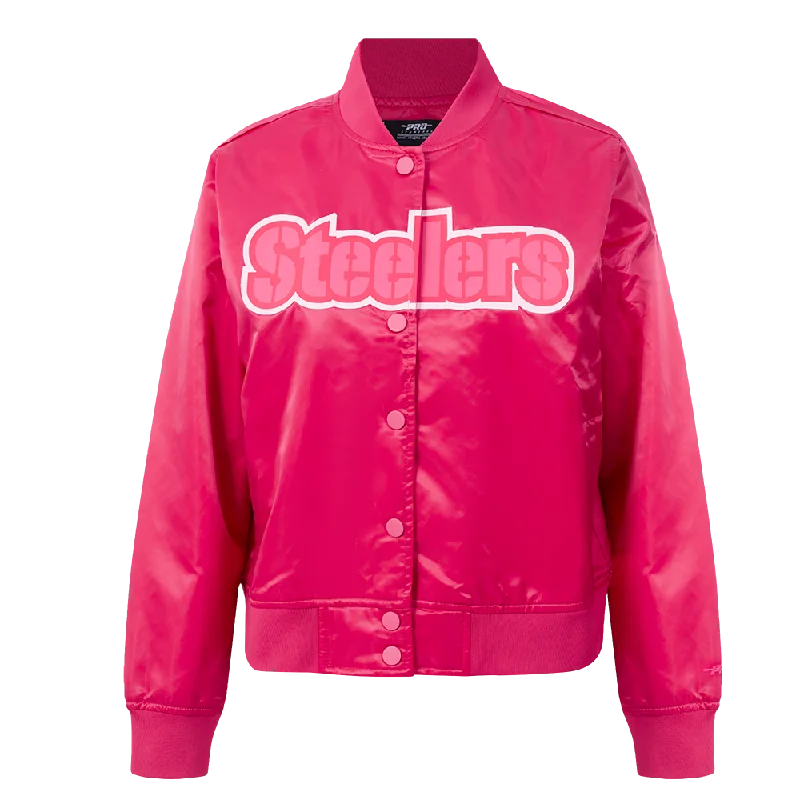NFL PITTSBURGH STEELERS TRIPLE PINK WOMEN'S SATIN JACKET (BEETROOT PURPLE) Artistic Women's Avant - 