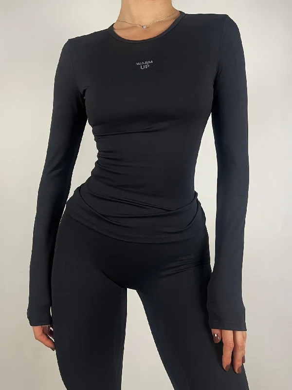 Black Timeless Long Sleeve Top Hip Women's Retro