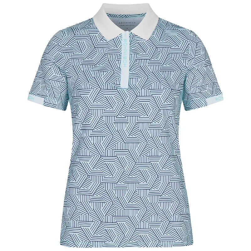 Womens Abby Regular Fit Stretch Polo Hexagon Mint - SS24 Hip Women's Retro