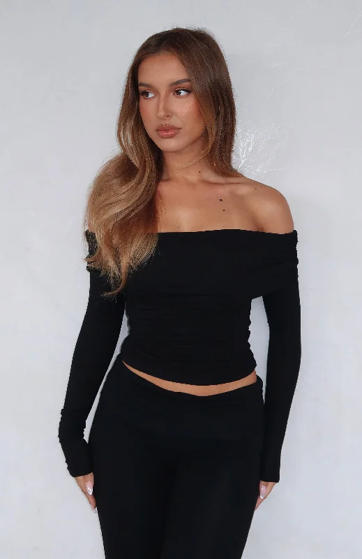 Never On Time Long Sleeve Top Black Disco