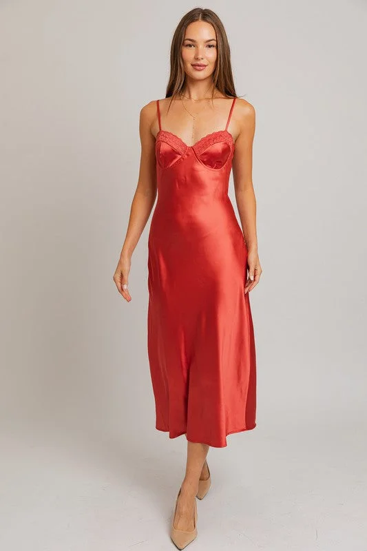 Pull Me In Satin Midi Dress Geometric