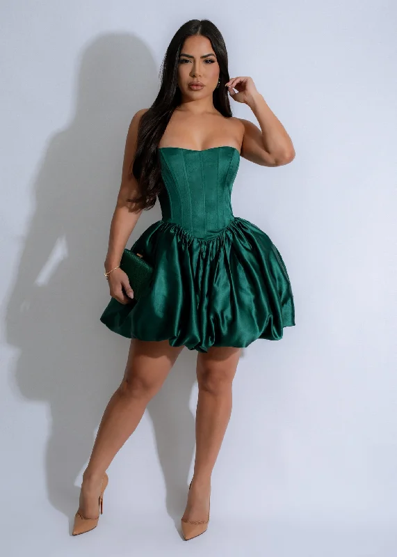 Sugar Plum Satin Mini Dress Green Contemporary 