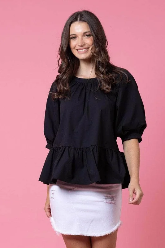 Maddie Top Black Vintage Women's 1970S 