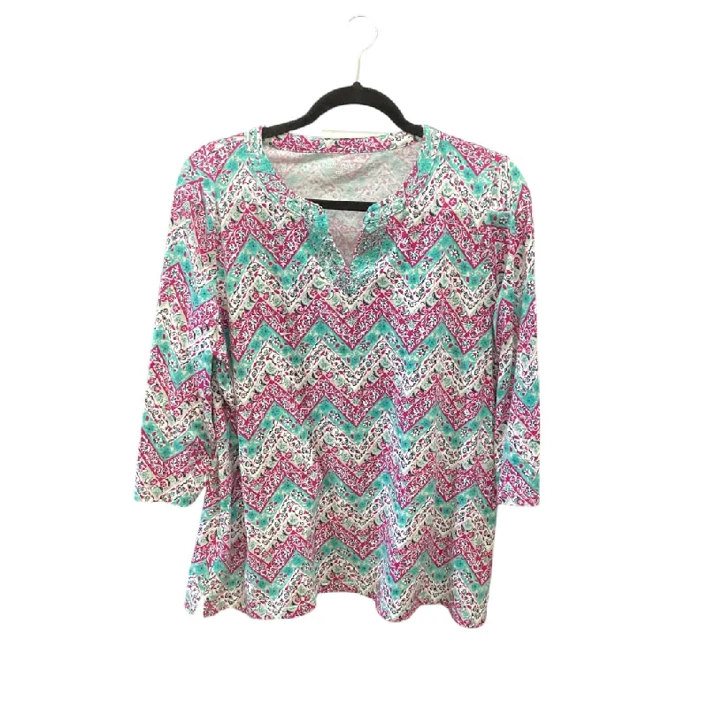 Top 3/4 Sleeve By Kim Rogers In Multi-colored, Size: Xlp Sophisticated Women's 