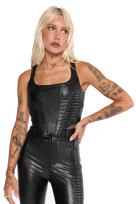 Doro Faux Leather Moto Corset Top Vacation