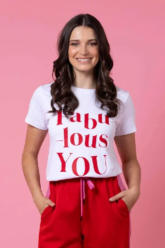 Siri T-Shirt White Red Print Bohemian Women's Free