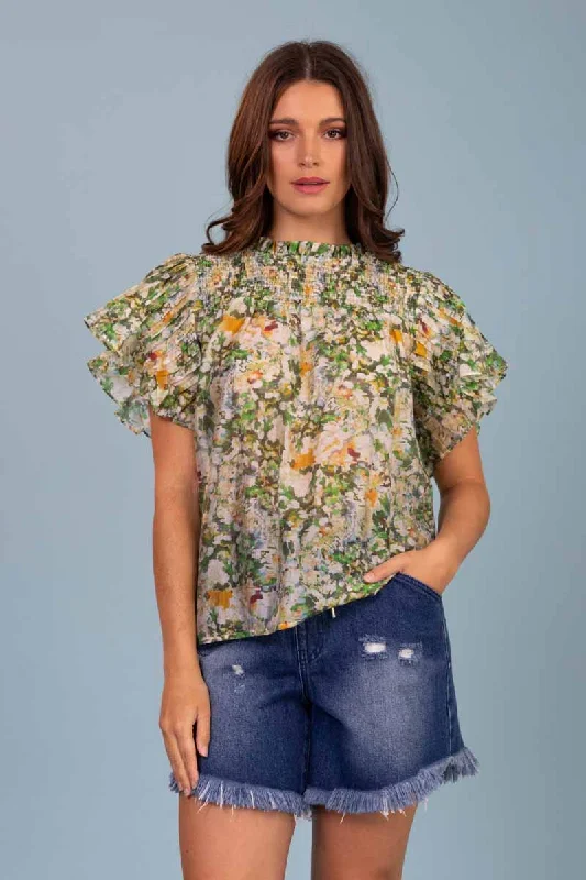 Monet Top Green Traditional Women's Wool