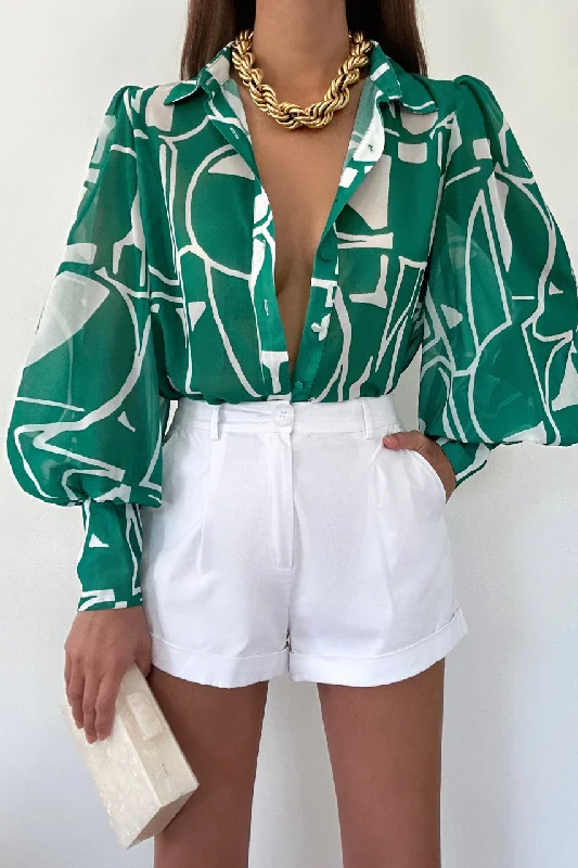 Gian Blouse - Green Monochromatic All - in - one