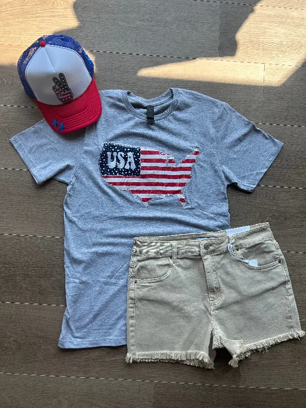 USA flag patchwork tee Vacation