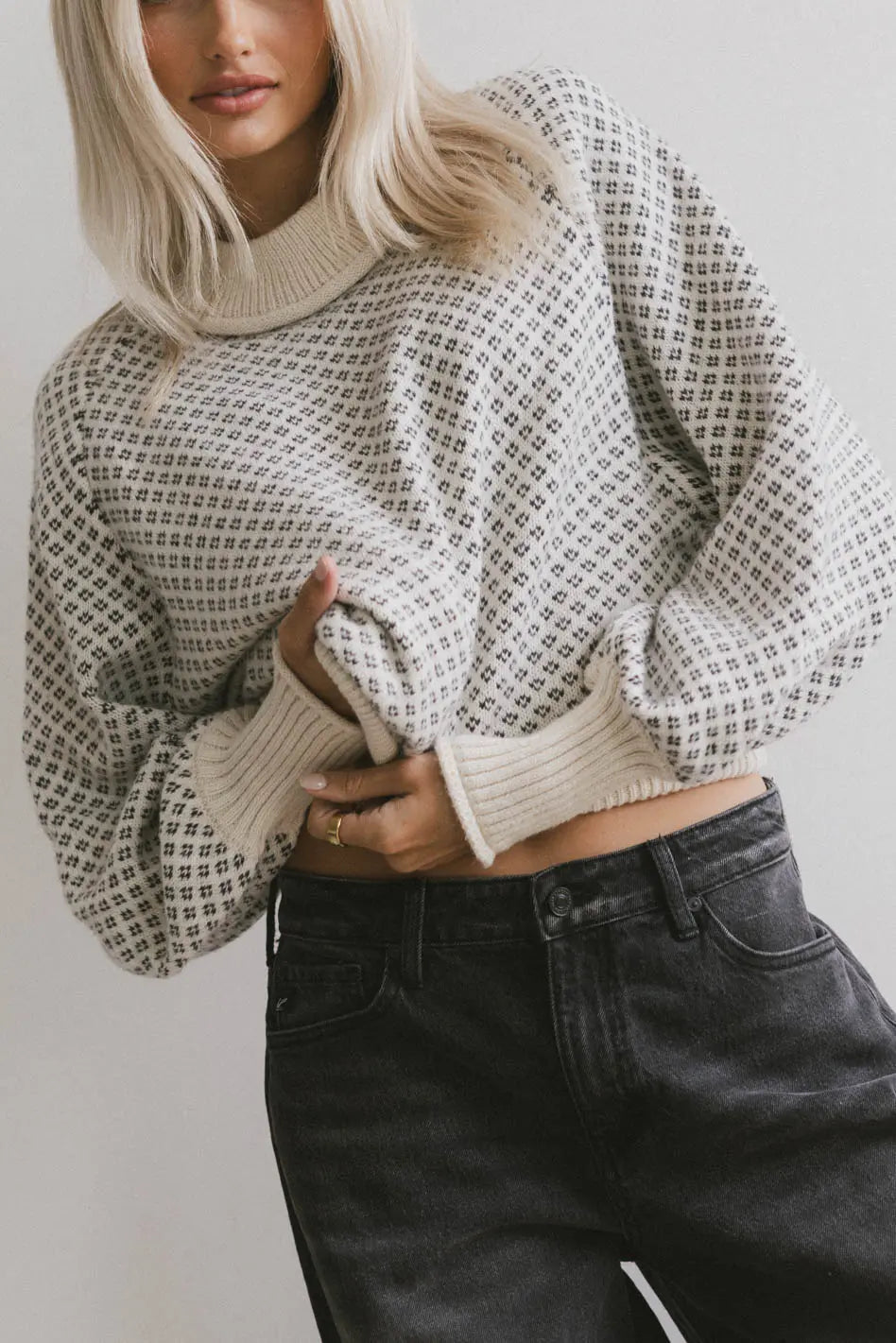 Nathalia Knit Sweater in Ivory Sustainable Organic