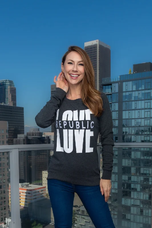 "LOVE REPUBLIC" Long Sleeve Round Neck Top  (T551) Cool Women's Distressed