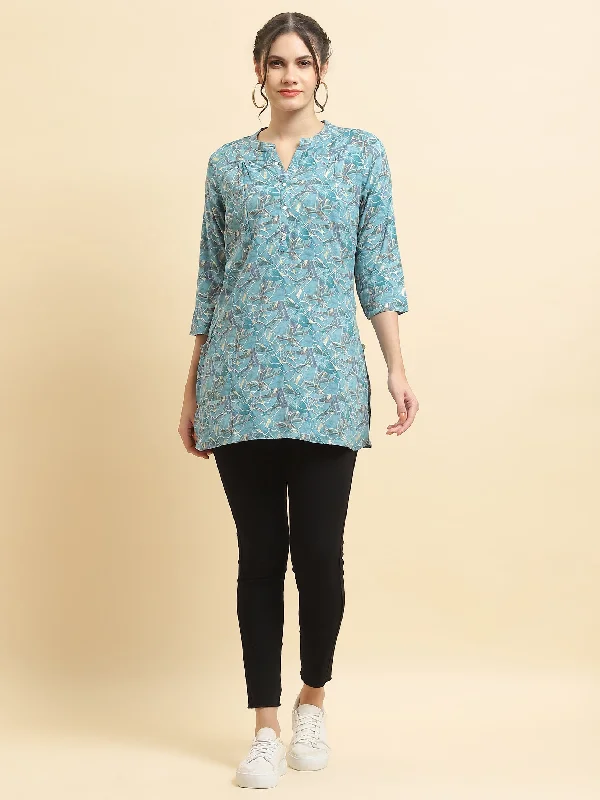 Women Liva Rayon Blue Floral Print Tunic purpose