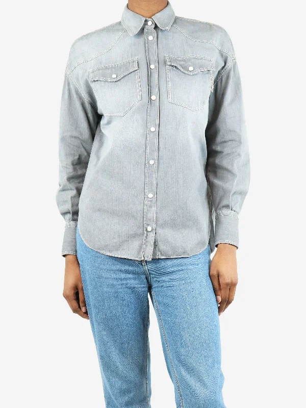 Grey denim pocket shirt - size XS Refined Women's Hand - crafted