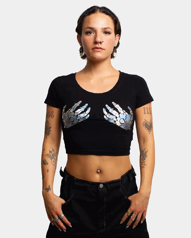 BIONIC BRA CROP T-SHIRT BLACK Casual Women's Japanese 