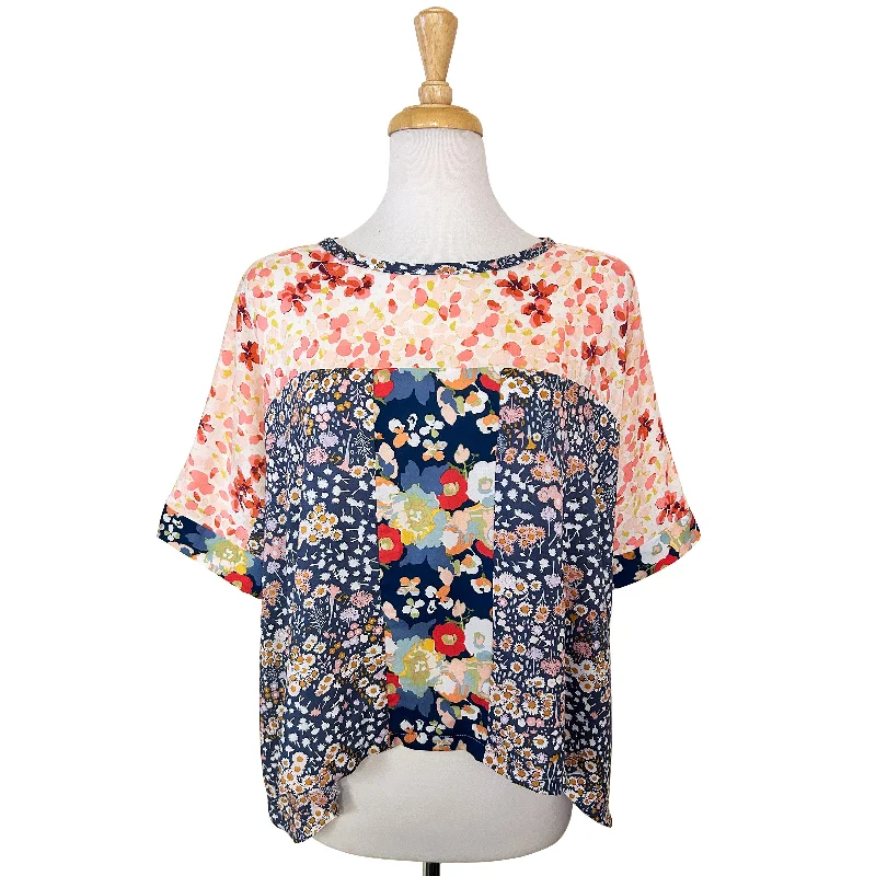 Chloe Top - Floral Strip Vacation