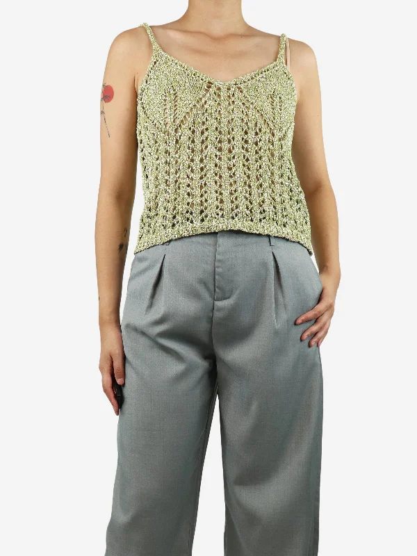Green crochet tank top - size UK 6 Trendy Women's 