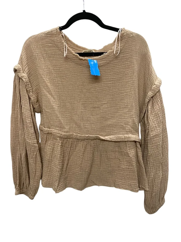 Top Long Sleeve By Clothes Mentor In Tan, Size: S Classic Women's Pin - striped