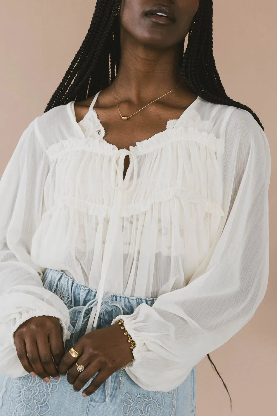 Frankie Sheer Peplum Blouse Compression
