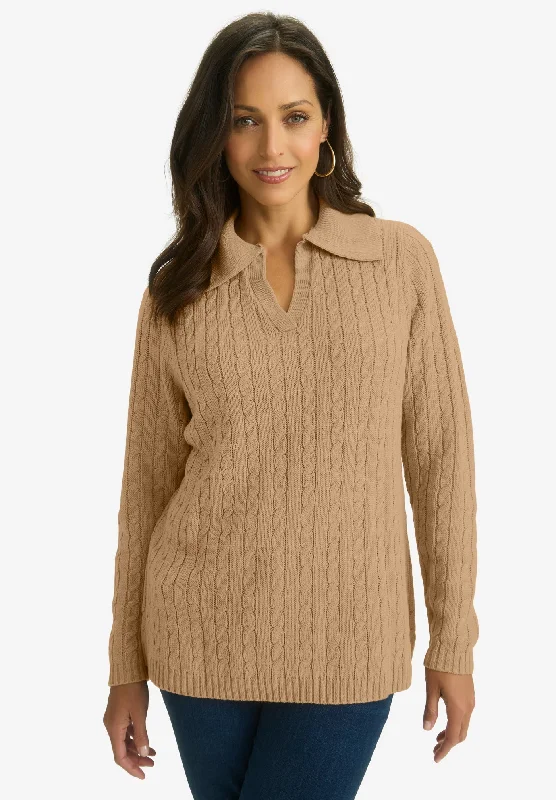 Pullover Cable Polo Geometric