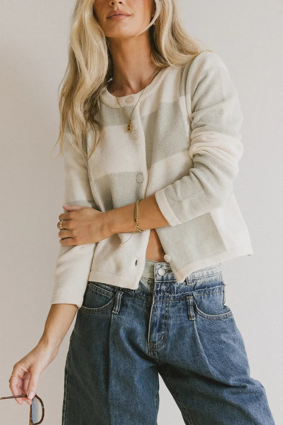 Sia Checkered Cardigan in Sage Scandinavian