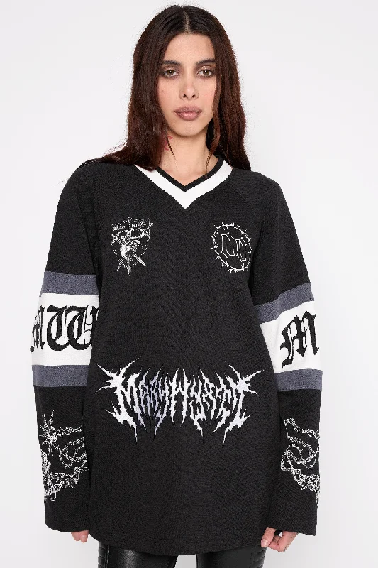 Destroy Oversized Hockey Jersey Sophisticated Women's 
