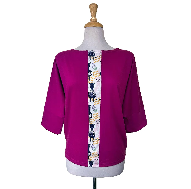 Batwing Top - Llama - Pink Trendy Women's Oversized