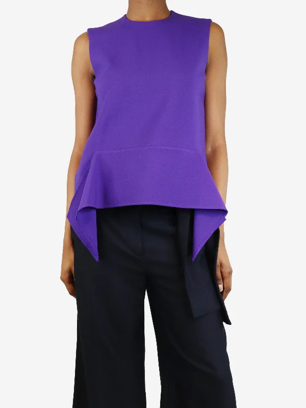 Purple sleeveless ruffled peplum top - size UK 8 Trendy Women's Oversized