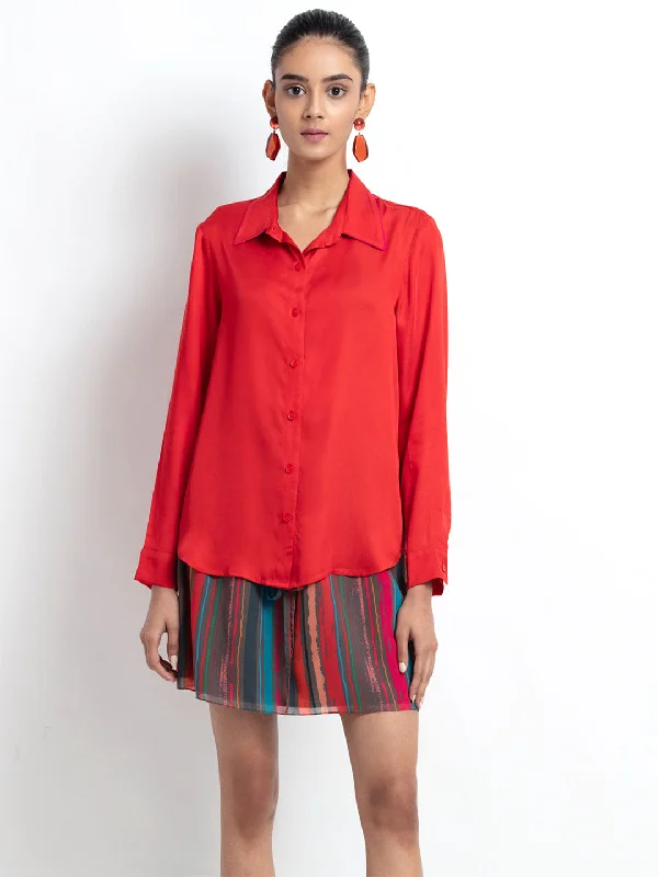 Red Love Shirt Modern Women's 