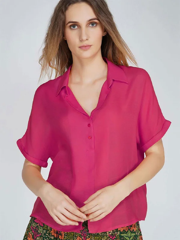 Fuchsia Shirt Top Bold Women's Animal Print