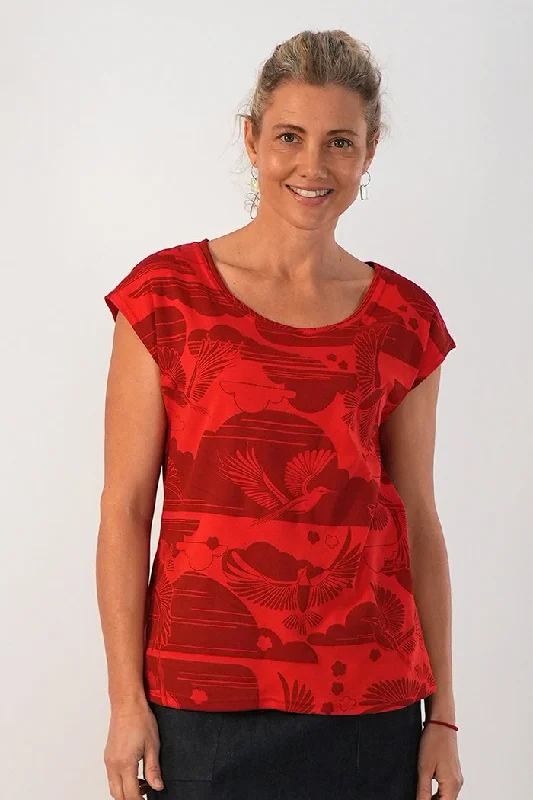 Bobby Top Birdy Red/Red Dapper Women's Bow - adorned