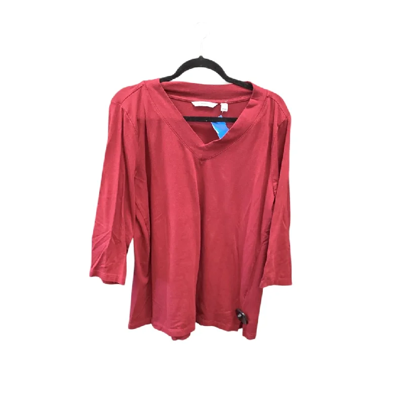 Top Long Sleeve Basic By Isaac Mizrahi Live Qvc In Red, Size: L Street