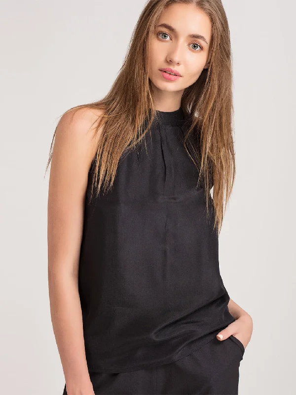 Black Halter Top Sporty Women's Tennis